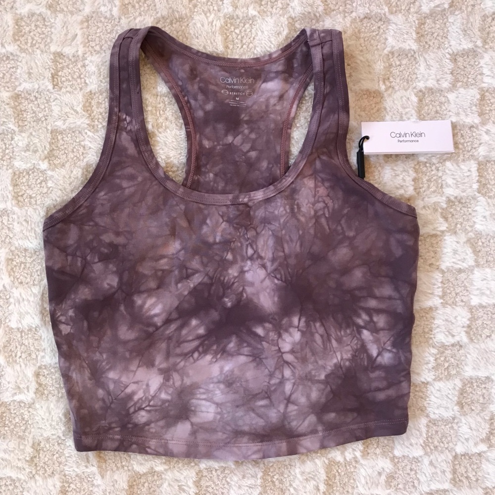 Calvin Klein Performance Tie-Dye Racerback Sports Crop Top